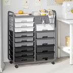 Rolling Storage Cart with 14 Drawers Organiser Tabletop