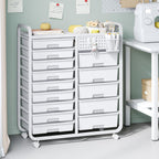 Rolling Storage Cart with 14 Drawers Organiser Tabletop