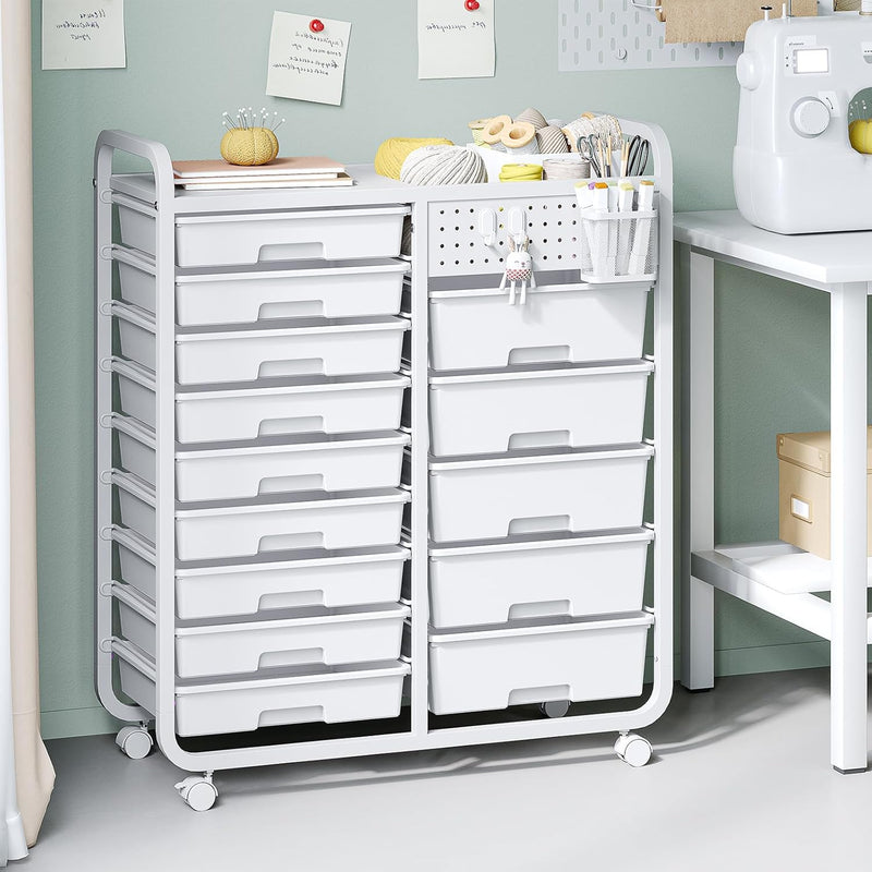 Rolling Storage Cart with 14 Drawers Organiser Tabletop