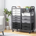 Rolling Storage Cart with 14 Drawers Organiser Tabletop