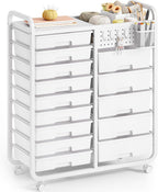 Rolling Storage Cart with 14 Drawers Organiser Tabletop