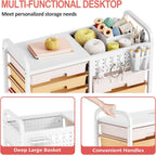 Rolling Storage Cart with 14 Drawers Organiser Tabletop