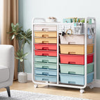 Rolling Storage Cart with 14 Drawers Organiser Tabletop