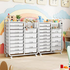 Rolling Storage Cart with 14 Drawers Organiser Tabletop