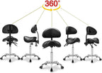 Rolling Swivel Stool with Back Height Adjustable Wheels