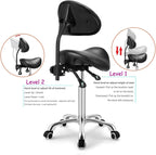 Rolling Swivel Stool with Back Height Adjustable Wheels