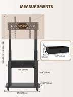 Rolling TV Stand with Fabric Drawer for 32-75