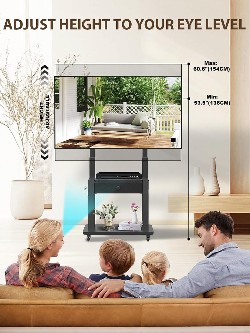 Rolling TV Stand with Fabric Drawer for 32-75