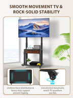 Rolling TV Stand with Fabric Drawer for 32-75