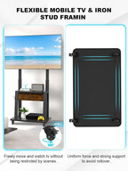 Rolling TV Stand with Fabric Drawer Storage
