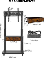 Rolling TV Stand with Power Outlet and Fabric