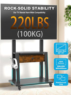 Rolling TV Stand with Power Outlet and Fabric