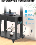 Rolling TV Stand with Power Outlet and Fabric