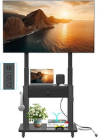Rolling TV Stand with Power Outlet and Fabric