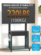 Rolling TV Stand with Power Outlet and Fabric