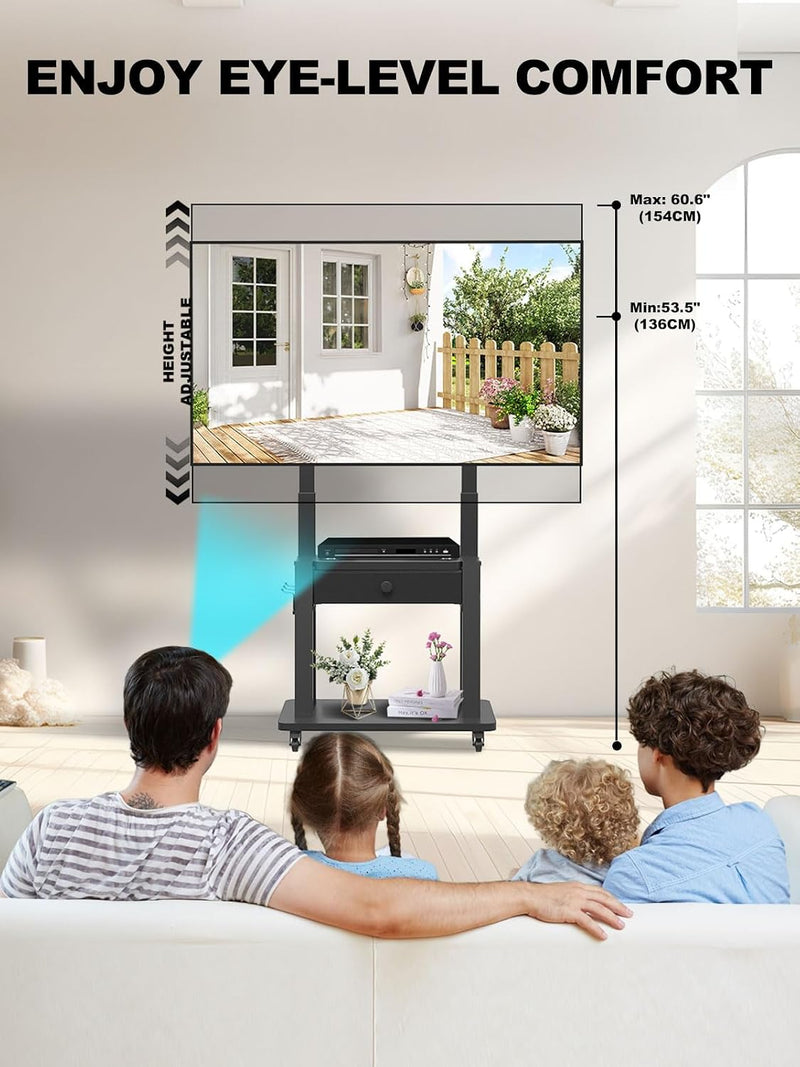 Rolling TV Stand with Power Outlet and Fabric