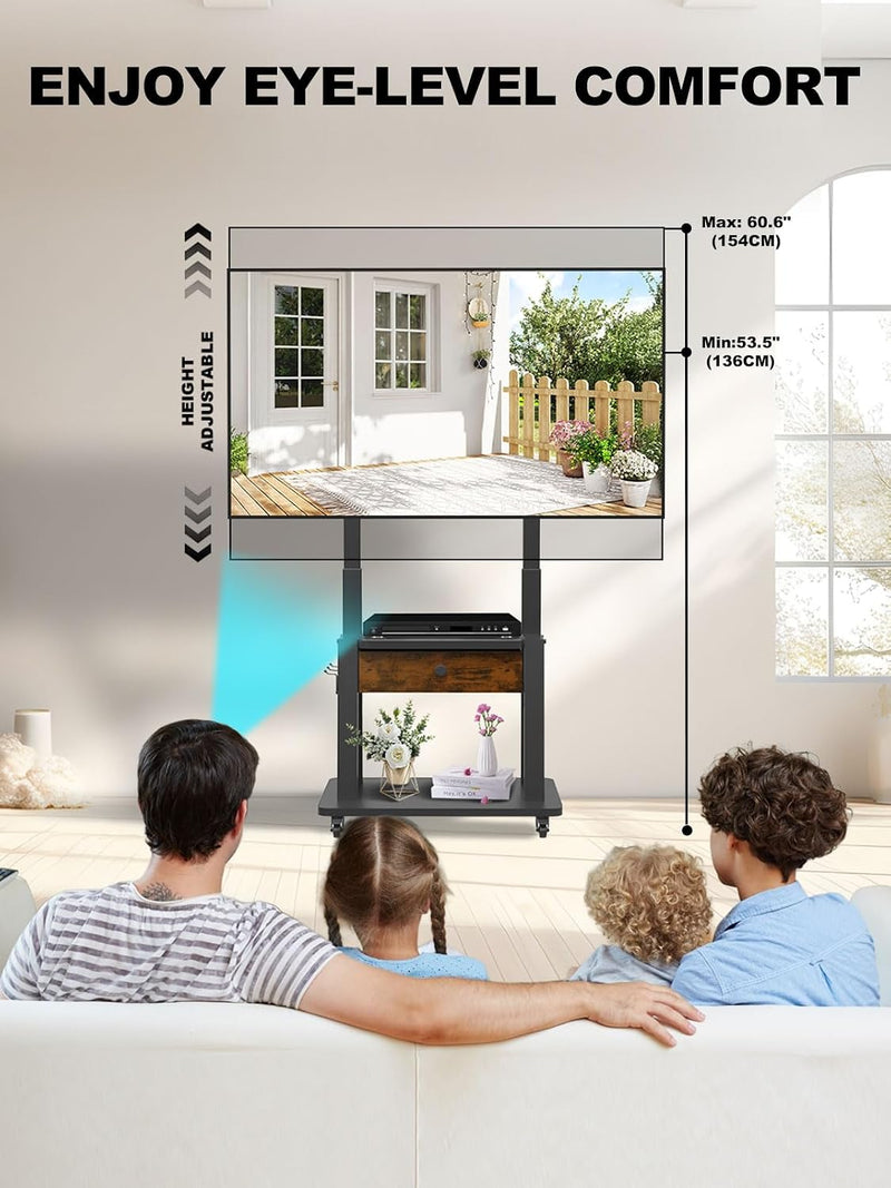Rolling TV Stand with Power Outlet and Fabric