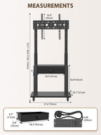 Rolling TV Stand with Power Outlet for 32-75