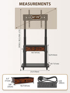 Rolling TV Stand with Power Outlet for 32-75