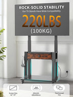 Rolling TV Stand with Power Outlet for 32-75