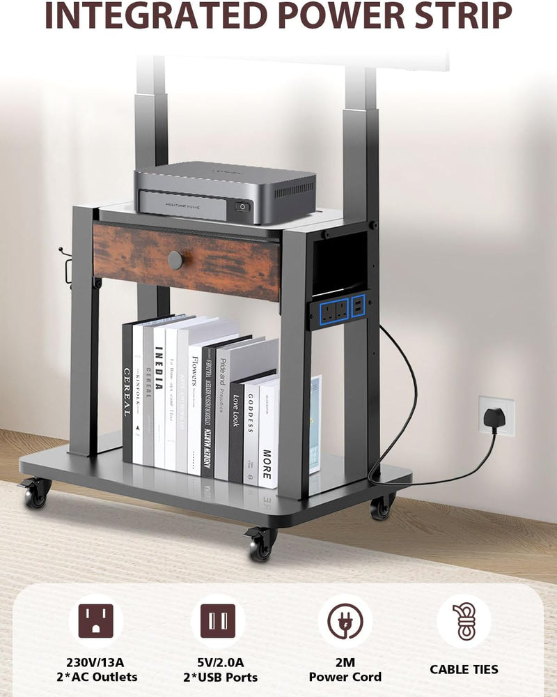 Rolling TV Stand with Power Outlet for 32-75