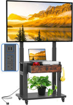 Rolling TV Stand with Power Outlet for 32-75