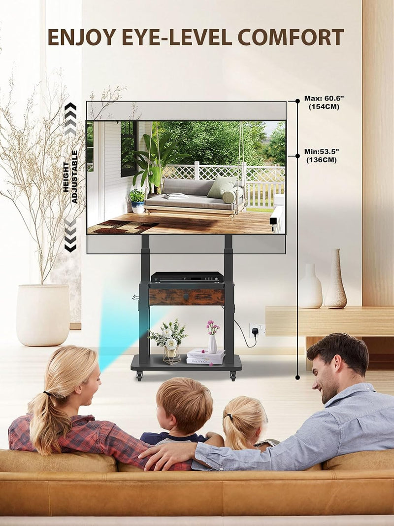 Rolling TV Stand with Power Outlet for 32-75