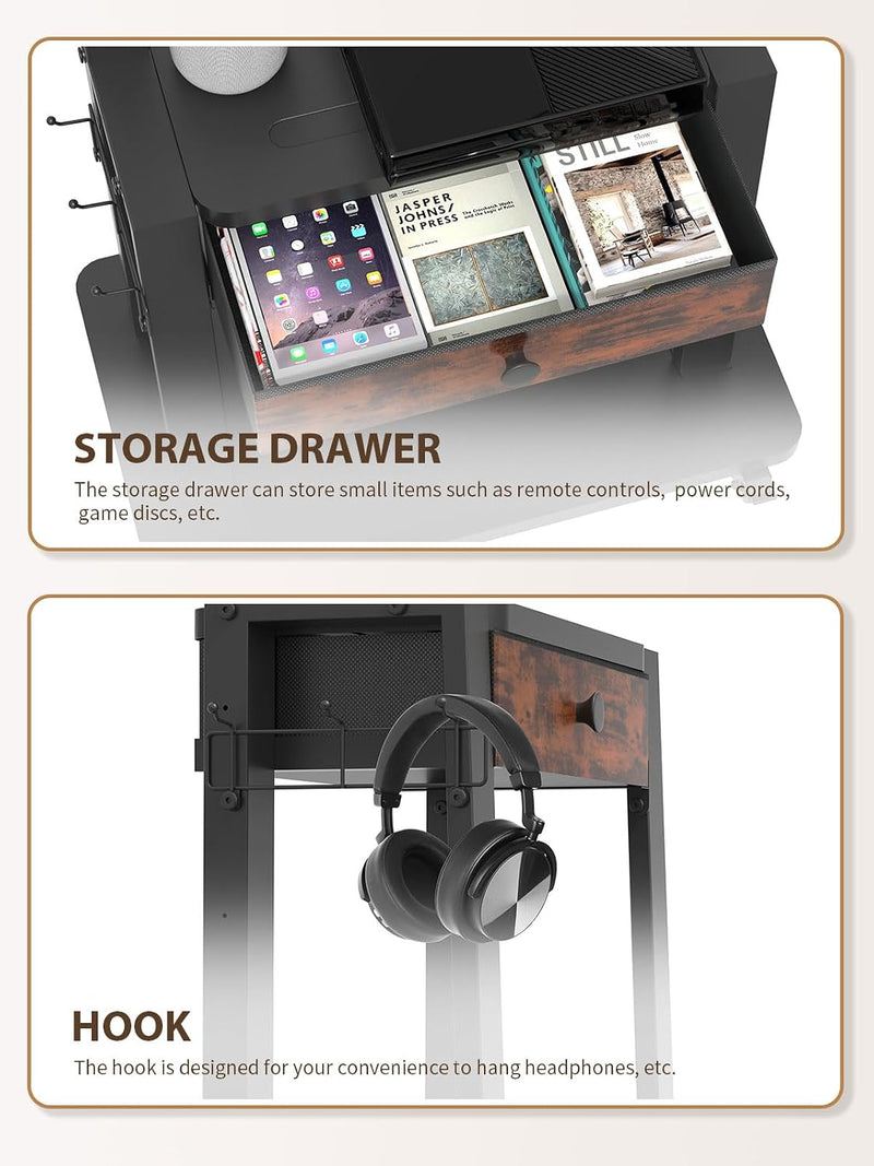 Rolling TV Stand with Power Outlet for 32-75