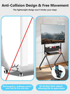 Rolling TV Stand with Storage Bags Anti-Collision Aesthetic