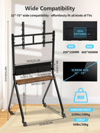 Rolling TV Stand with Storage Bags Anti-Collision Aesthetic