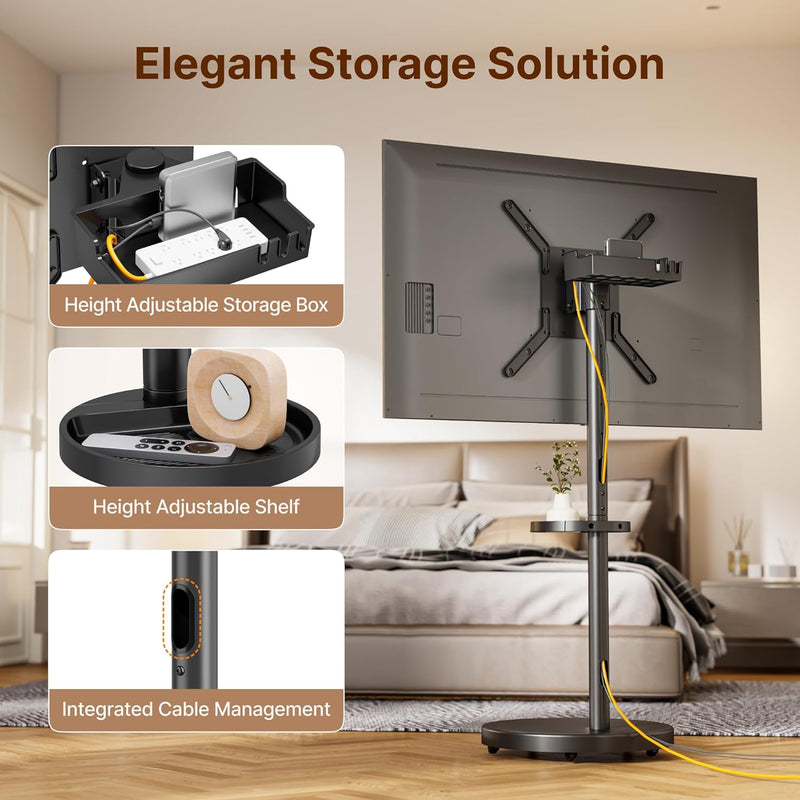Rolling TV Stand with Wheels for 17–43 Inch