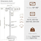 Rolling TV Stand with Wheels for 17–43 Inch