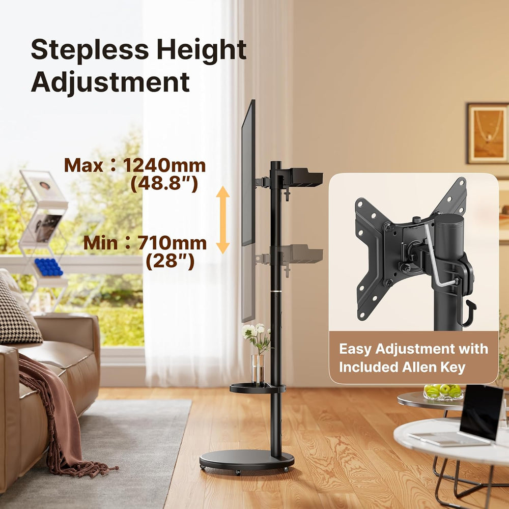 Rolling TV Stand with Wheels for 17