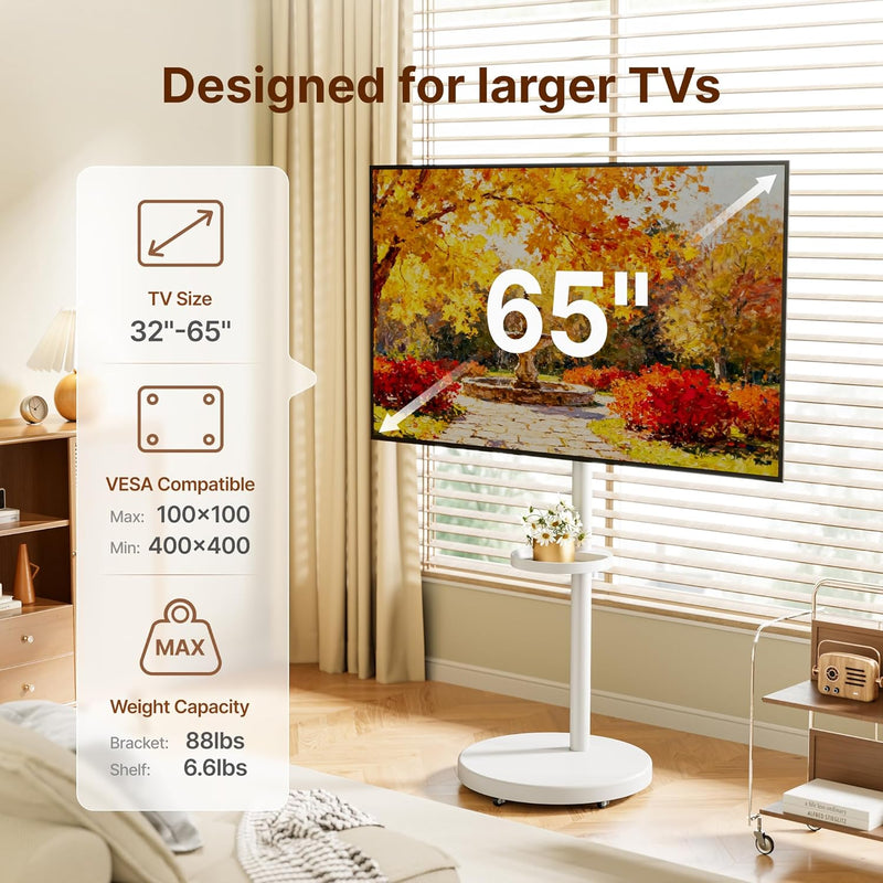 Rolling TV Stand with Wheels for 17–43 Inch