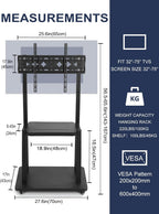 Rolling TV Stand with Wheels for 32-75 Inch