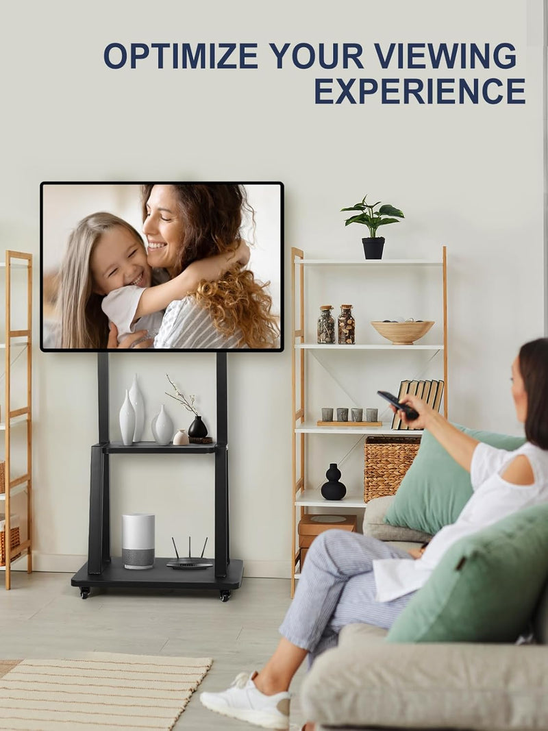 Rolling TV Stand with Wheels for 32-75 Inch