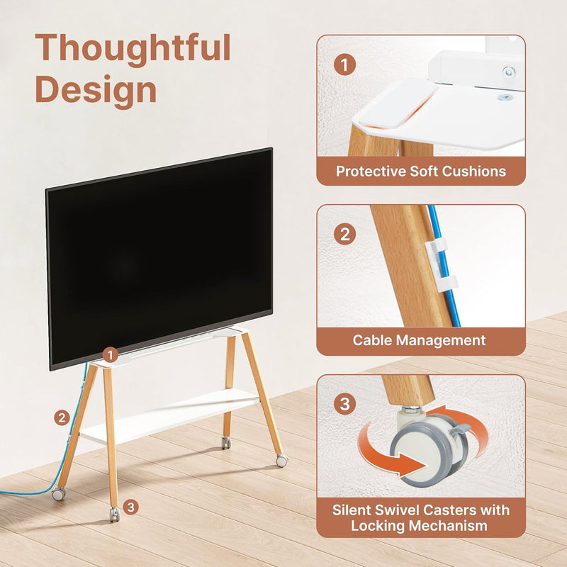 Rolling TV Stand with Wheels for 49 to