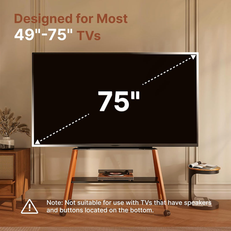 Rolling TV Stand with Wheels for 49 to