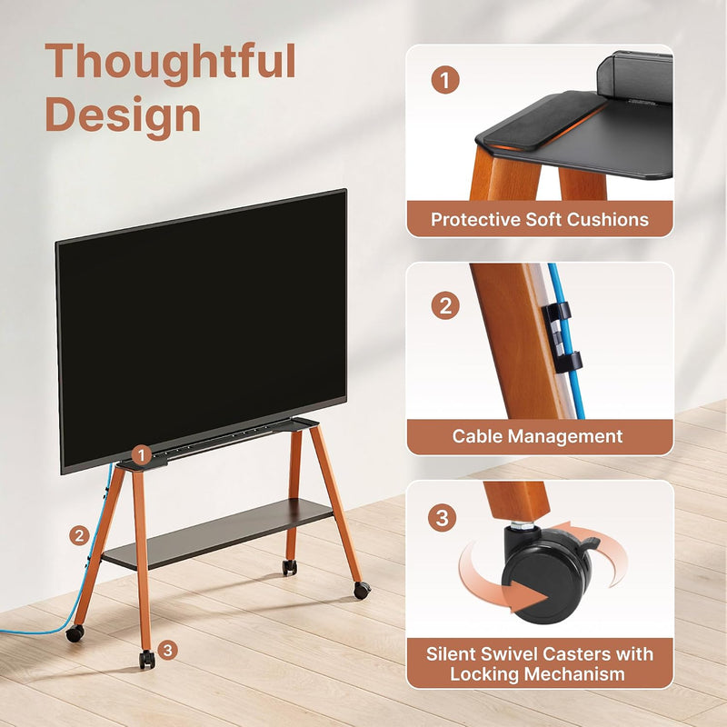 Rolling TV Stand with Wheels for 49 to