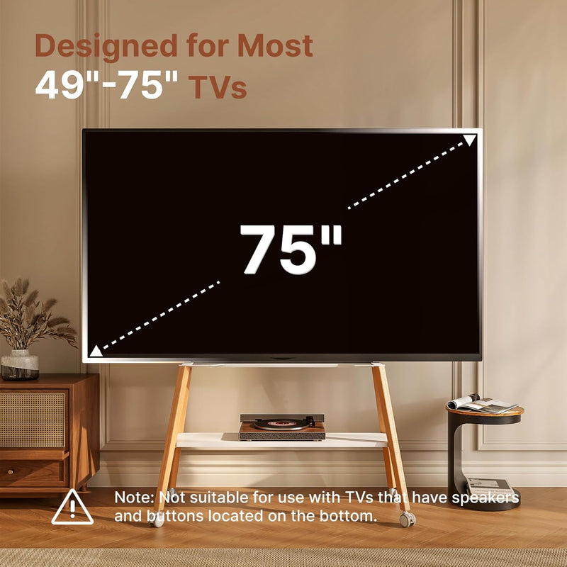 Rolling TV Stand with Wheels for 49 to