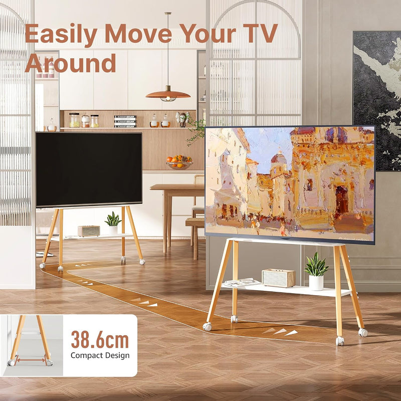 Rolling TV Stand with Wheels for 49 to