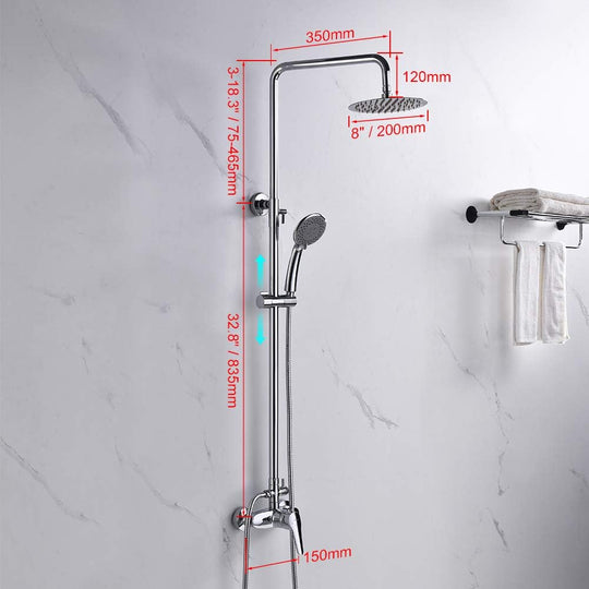 Roma Rain Shower System Mixer Tap Set Chrome