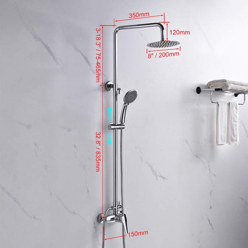 Roma Rain Shower System Mixer Tap Set Chrome