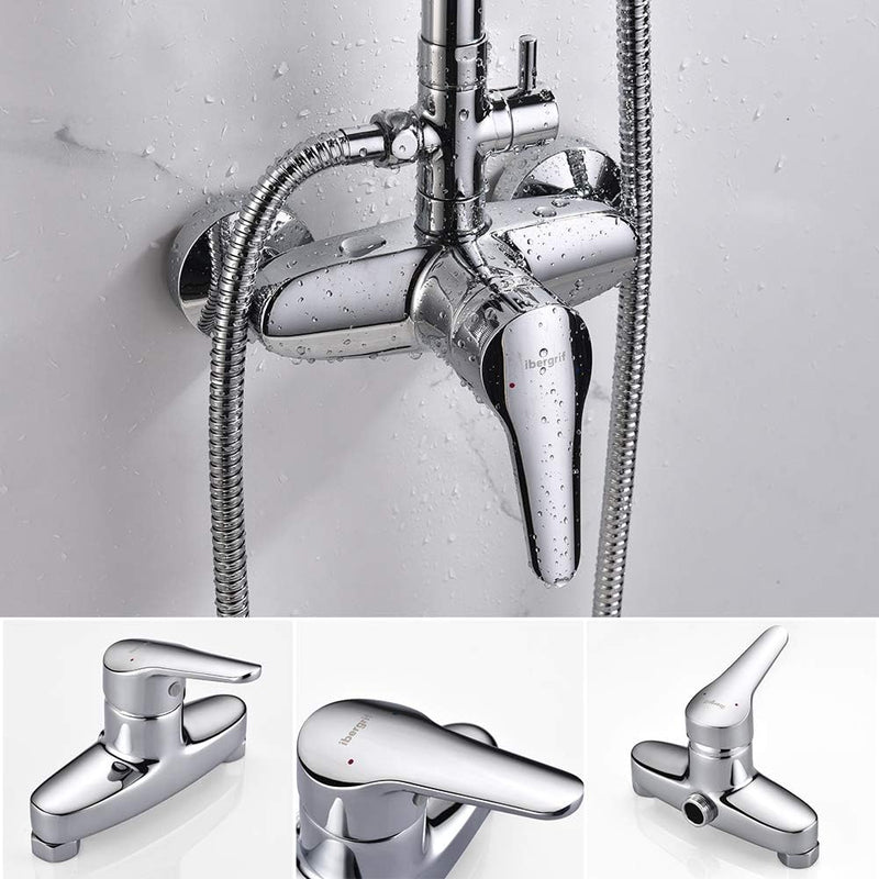 Roma Rain Shower System Mixer Tap Set Chrome