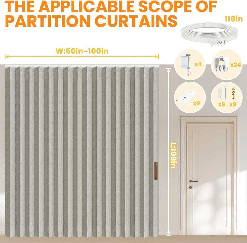 Room Divider Curtain Sets with Flexible Ceiling Track