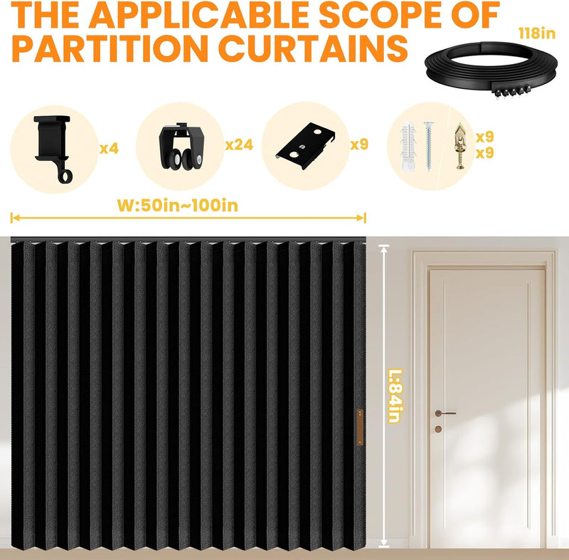 Room Divider Curtain Sets with Flexible Ceiling Track