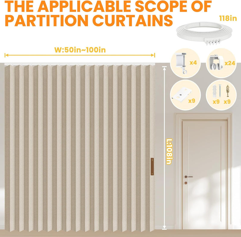 Room Divider Curtain Sets with Flexible Ceiling Track