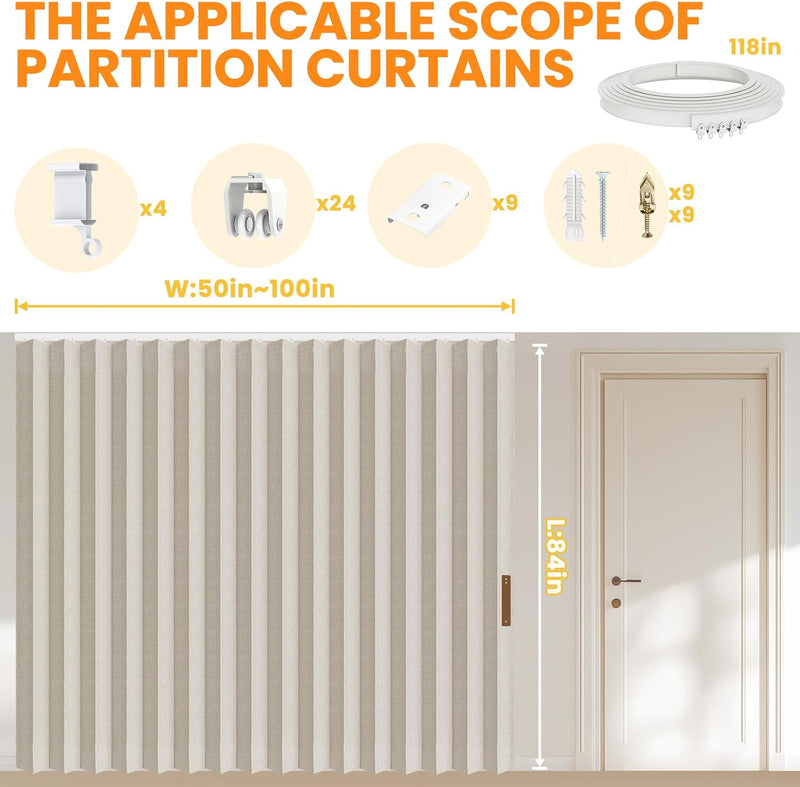 Room Divider Curtain Sets with Flexible Ceiling Track