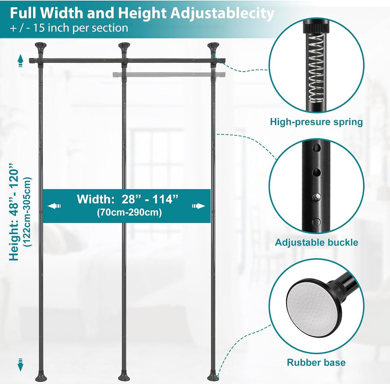 Room Divider No Drilling Curtain Rods Hanging Wall
