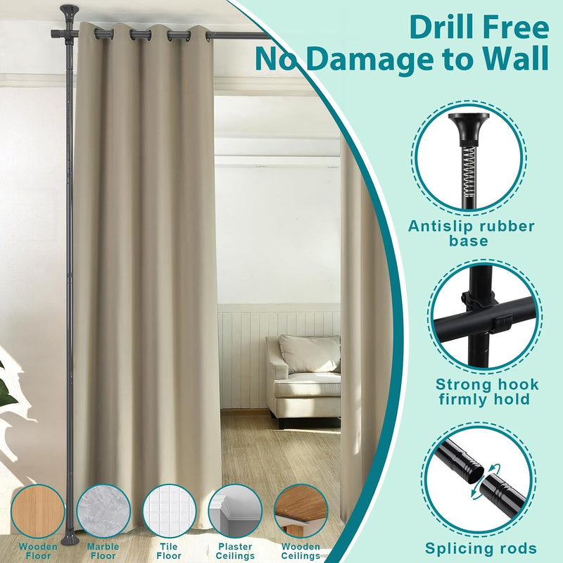 Room Divider No Drilling Curtain Rods Hanging Wall